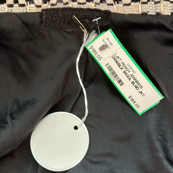 Peggy Jennings ~ Couture Black and Cream Textured Jacket with Silk Lining 🖤 S/M - Picture 5 of 7